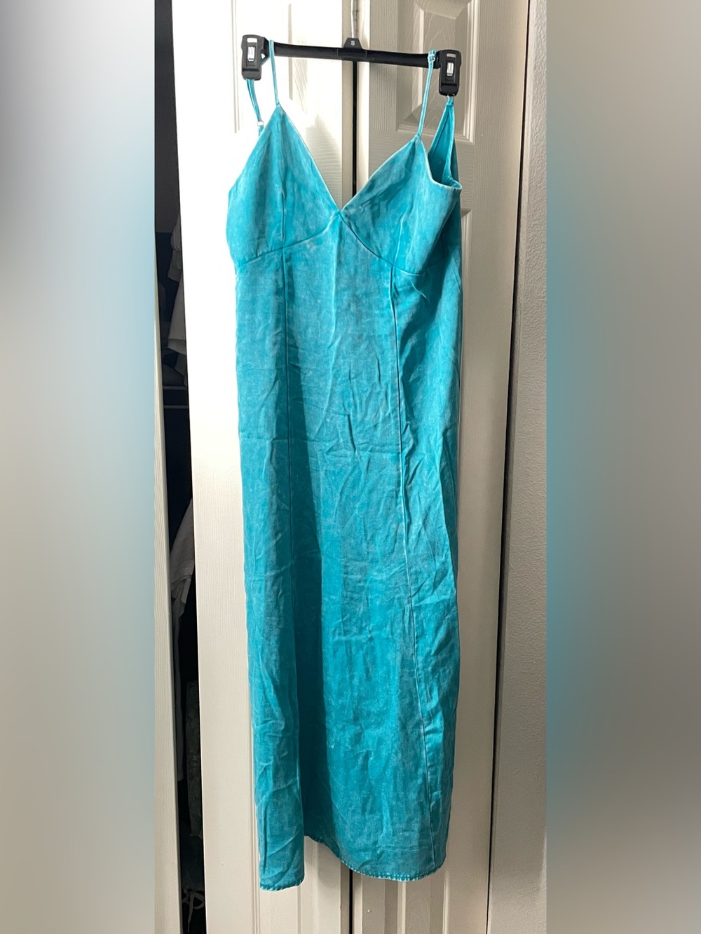 Zenana Outfitters Turquoise Slip Midi Dress